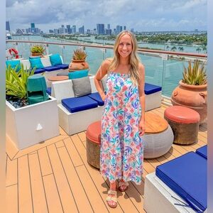 Colorful Tropical Maxi Dress with Pockets
